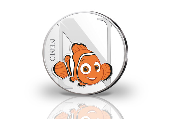 Medaille Silber Disney Motiv Nemo mit Farbmotiv in Coincard