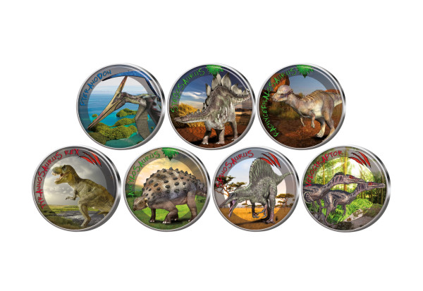 Dinosaurier 7er Kollektion mit Farbmotiv im Etui inkl. Zertifikat
