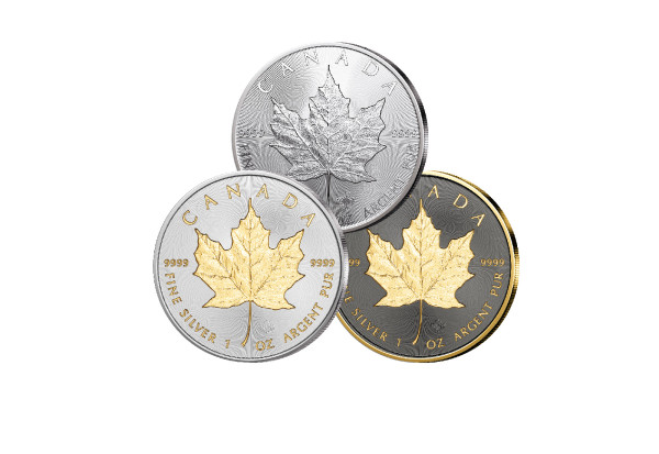 Maple Leaf 1 oz Silber 2022 Kanada veredelt im 3er Set