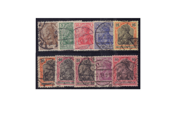Briefmarken Deutsches Reich Germania IV 1905/1911 Michel-Nr. 84/93 II gestempelt