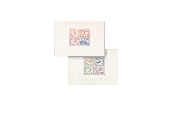 Briefmarken Deutsches Reich Olympia 1936 Block 5+6 Falz