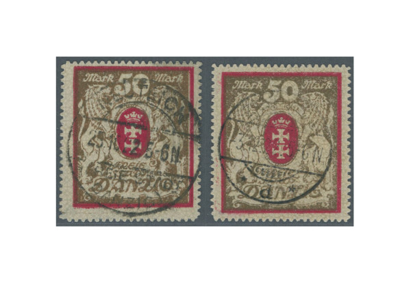Briefmarken Danzig Großes Staatswappen 1922 Michel-Nr.: 100 Xb + Yb gestempelt