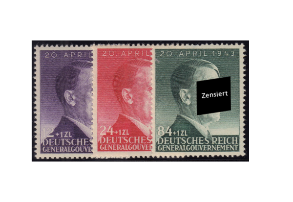Generalgouvernement Marken 1943: 54. Geburtstag von Adolf Hitler Michel Nr. 101/3 postfrisch