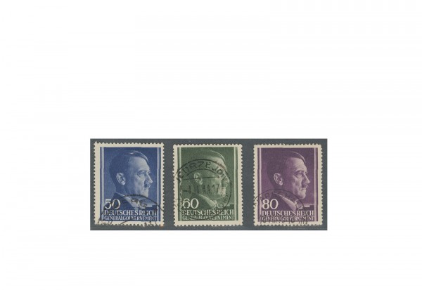 Generalgouvernement Freimarken 1943: Adolf Hitler Michel Nr. 110/112 gestempelt