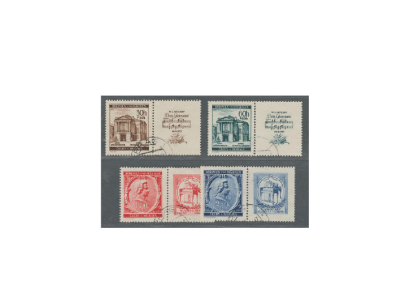 Briefmarken Böhmen und Mähren Todestag Mozart Michel-Nr. 79 b - 82 Zf gestempelt