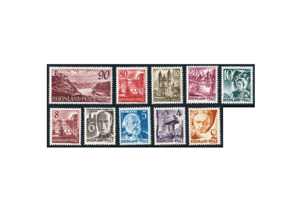 Briefmarken Französische Zone Rheinland-Pfalz 1948 Michel-Nr. 32/41 postfrisch