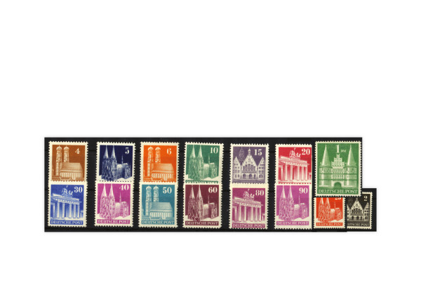 Briefmarken "Bauten" Bizone Michel-Nr. 73-97 II eg postfrisch