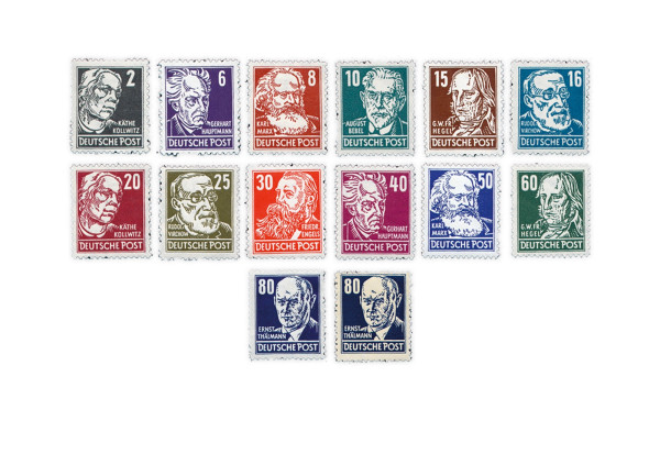 Briefmarken DDR Persönlichkeiten aus Politik, Kunst und Wissenschaft 1952 Michel-Nr. 327-341 postfri