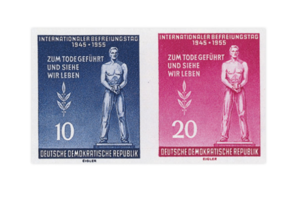 Briefmarken DDR Block Internationaler Befreiungstag 1955 Michel-Nr. 459-460 B postfrisch