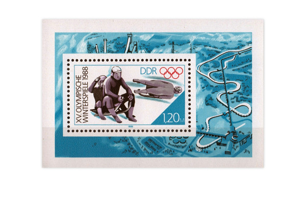 Briefmarken DDR Rennrodeln 1988 Block 90 gestempelt