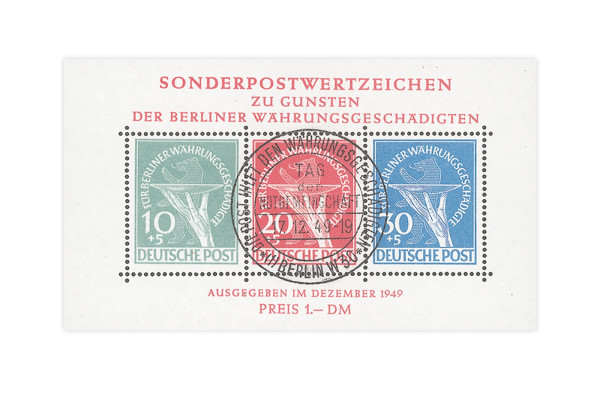 Berlin Währungsgeschädigten-Block 1 1949 gestempelt geprüft