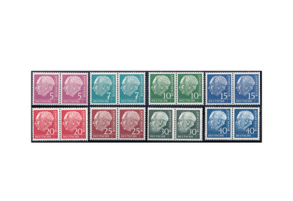 Briefmarken BRD Paarsatz Heuss lumogen Michel-Nr. 179-260 y postfrisch
