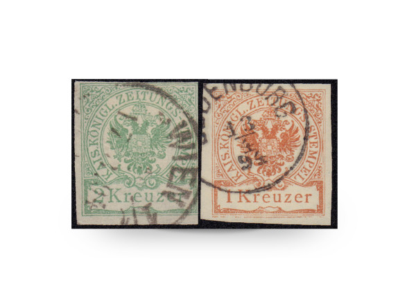 Briefmarke Österreich Zeitungsstempelmarke 1890 Michel-Nr. 7/8 gestempelt