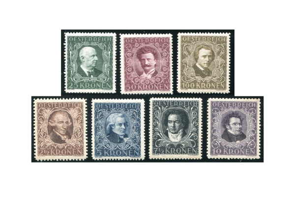 Briefmarken 1. Republik Österreich 1922 Michel-Nr. 418/424 A postfrisch