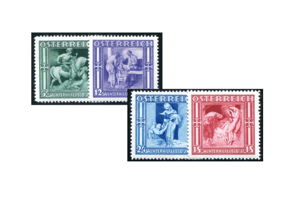 Briefmarken 1. Republik Österreich Winterhilfe 1936 Michel-Nr. 628/631 postfrisch