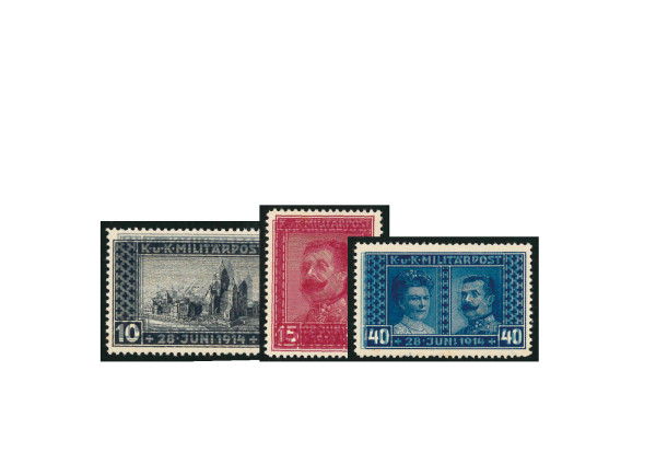 Briefmarke Österreich/Bosnien Herzegowina 1917 Michel-Nr. 121-123 DD postfrisch