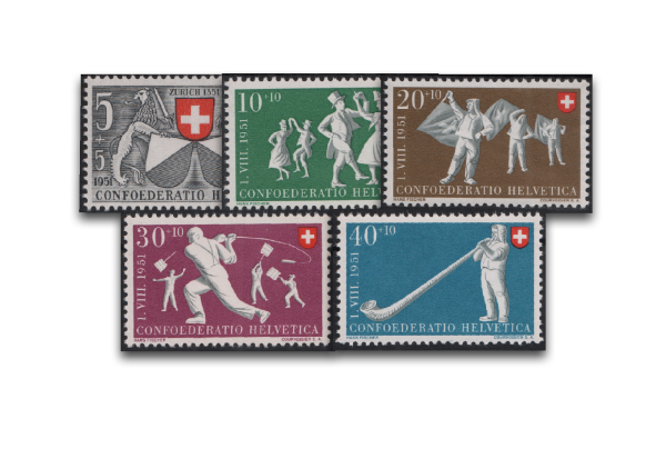 Schweiz Mi.Nr. 555/559 postfrisch Pro Patria 1951