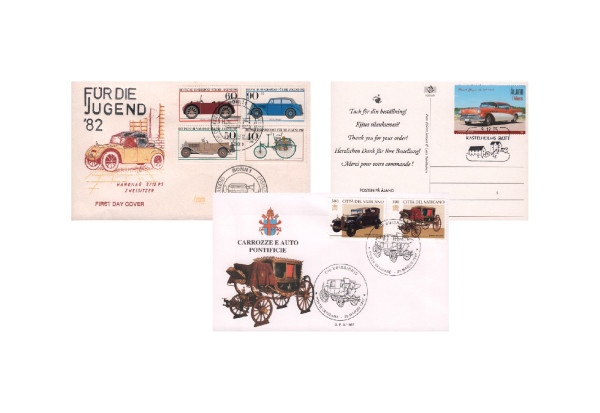 Briefmarken 10 verschiedene Motiv-Belege Automobile/Oldtimer